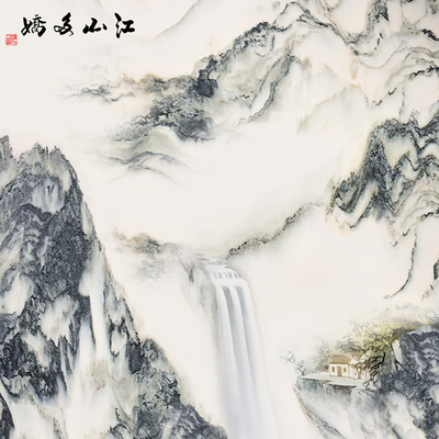 Chinese marble landscape painting background wall