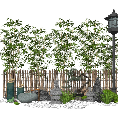 New Chinese fence bamboo landscape sketch