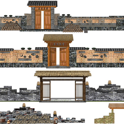 Chinese-style country house wall and landscape wall