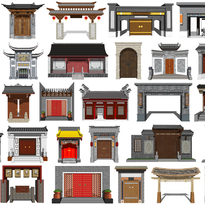 Chinese Style Door Head Facade Door