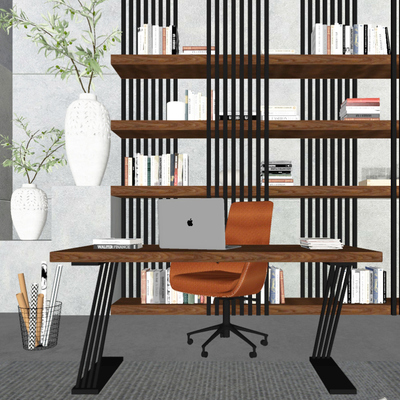 Industrial wind solid wood desk and chair