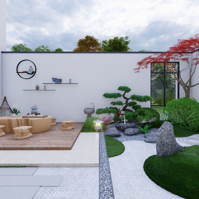 Japanese-style villa courtyard view