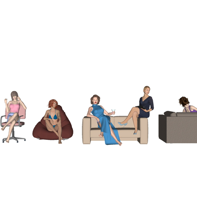 Modern Sitting Beauty Characters