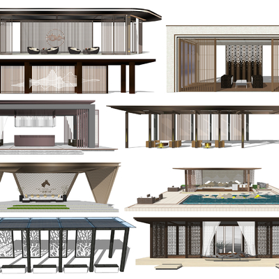 Neo-Chinese Style porch sun room pavilion