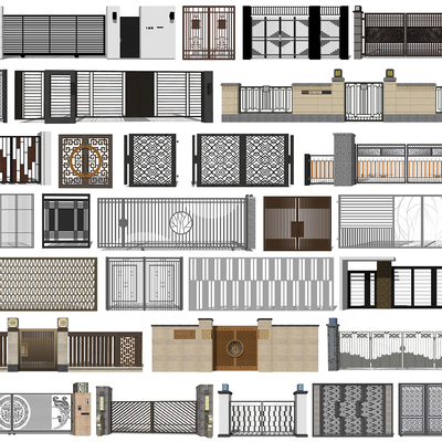 Neo-Chinese Style iron gate fence