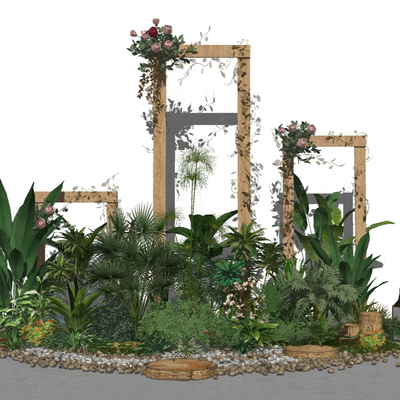 Modern flowers and plants flower stand landscape sketch