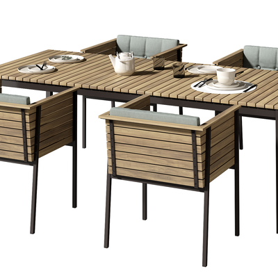 Modern Outdoor Log Dining Table and Chair