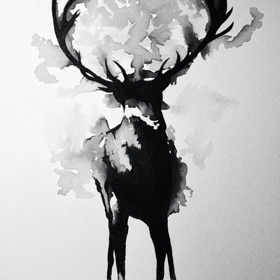 Deer ink decorative painting