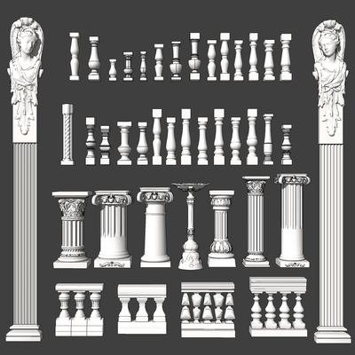 European-style Roman Column Aquarius Balustrade