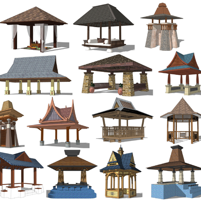 Southeast Asia Pavilion Gazebo Wooden Pavilion