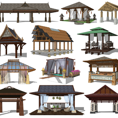 Southeast Asia Pavilion Gazebo Wooden Pavilion