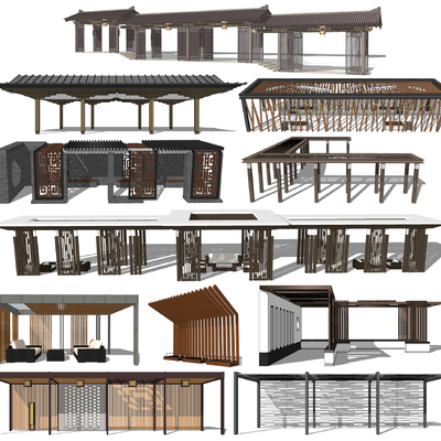 New Chinese-style porch rack leisure porch pavilion