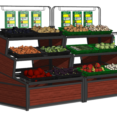 Modern vegetable and fruit shelf display rack