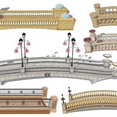 European Landscape Bridge Wooden Bridge Stone Bridge