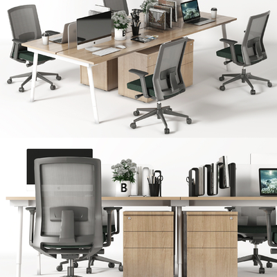 Modern office desk and chair card position