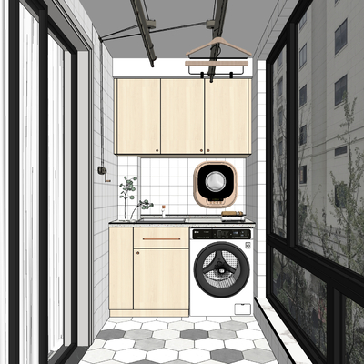 Modern Balcony Laundry Cabinet