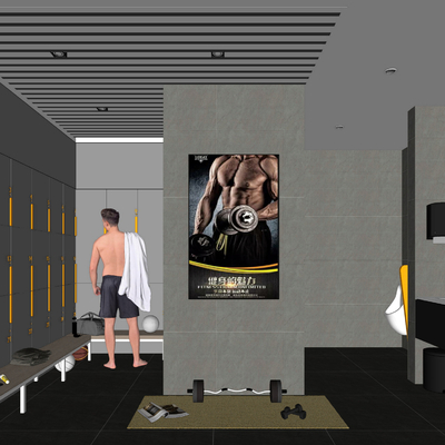 Modern gym locker room