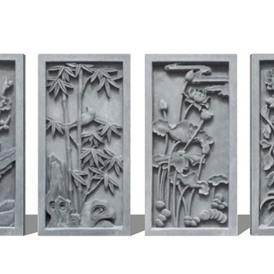 Chinese-style plum, orchid, bamboo and chrysanthemum brick carving