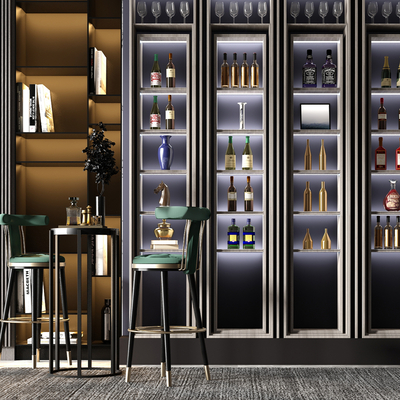 Modern Affordable Luxury Style Wine Cabinet Bar and Chair