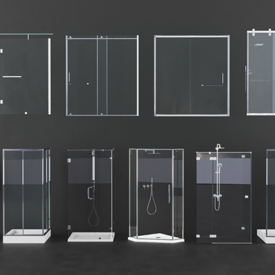 Modern glass partition shower room