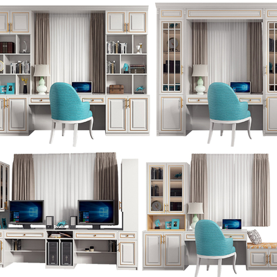 Jianou integrated bookcase desk and chair