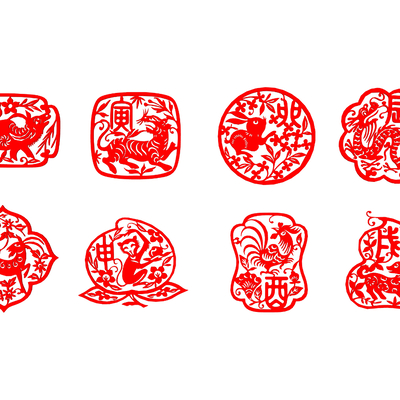 Chinese zodiac window paper-cut