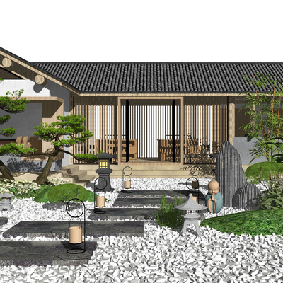 Neo-Chinese Style Dry Landscape Homestay Courtyard