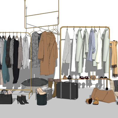 Modern clothing store clothing display rack