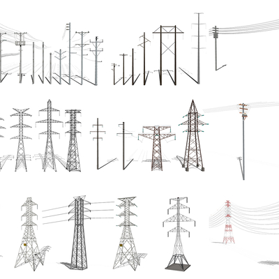 Modern wire pole high voltage line tower power grid