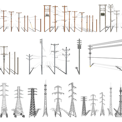 modern electric pole high voltage line electric tower