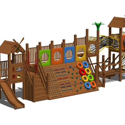 Modern wooden children's slide