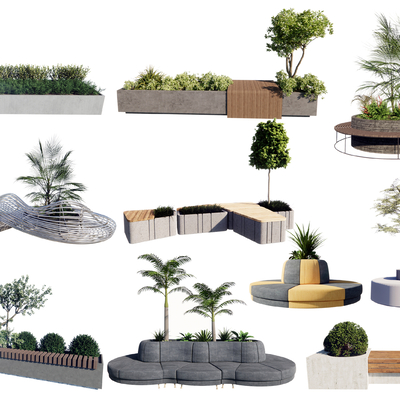 Modern tree pool flower bed public chair