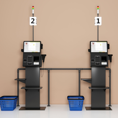 Modern supermarket self-service cash register