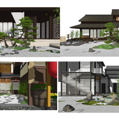 Japanese-style dry landscape courtyard