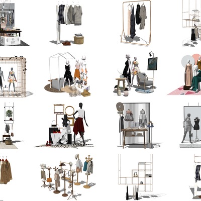 Modern clothing store model display rack