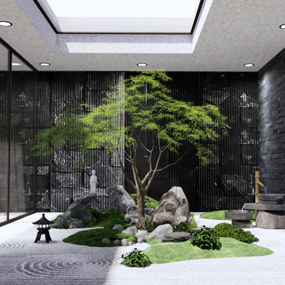 New Chinese-style daylighting well gardening sketch