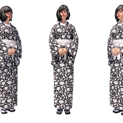 Japanese-style kimono female figures