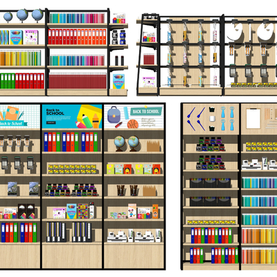 modern stationery store shelf display cabinet