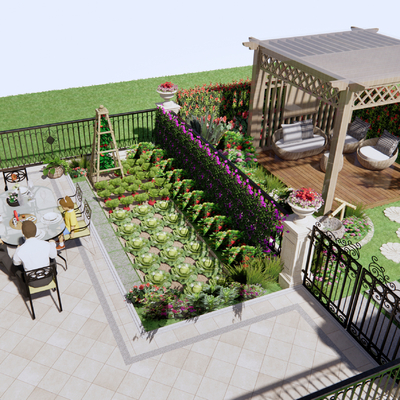 European-style courtyard garden