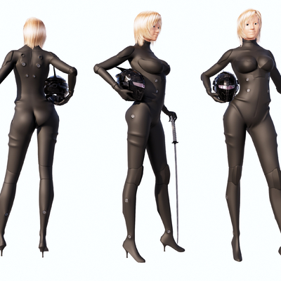 Modern female fencer in black