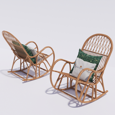 New Chinese-style Rattan Rocking Chair Recliner