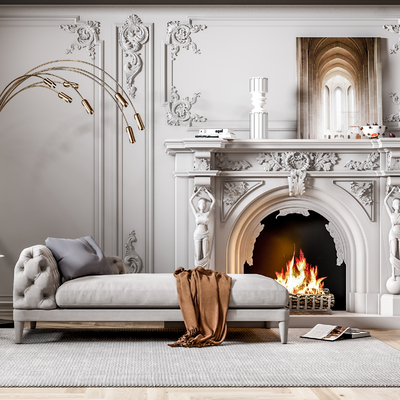 European-style chaise longue fireplace