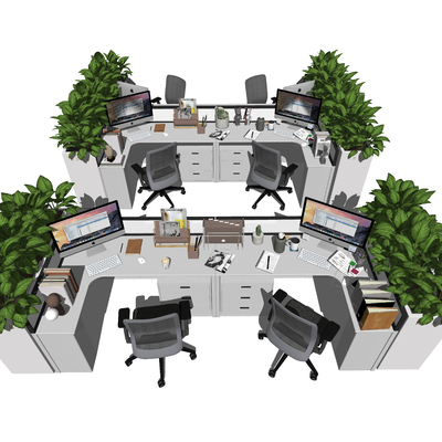 Modern office desk and chair card position