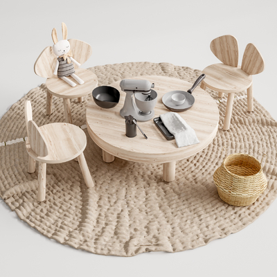 Nordic Solid Wood kids Table&Chair