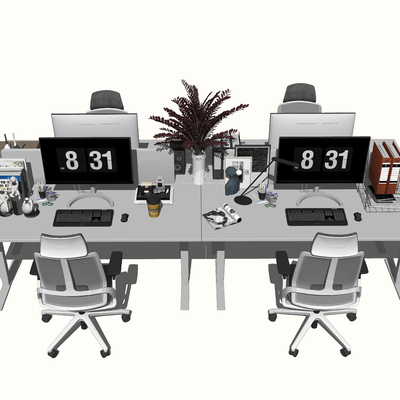 Modern office desk and chair card position