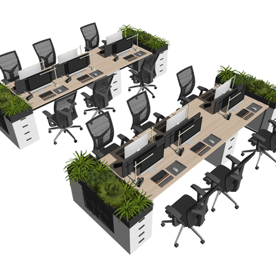 Modern office desk and chair card position