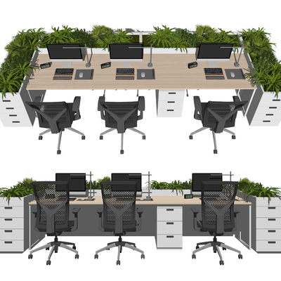 Modern office desk and chair card position