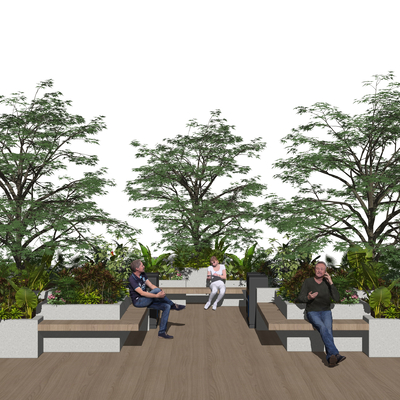 Modern flower bed public chair landscape sketch