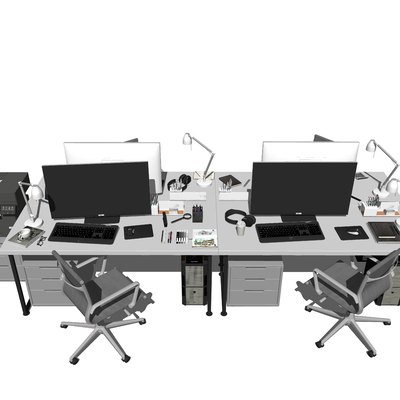 Modern office desk and chair card position