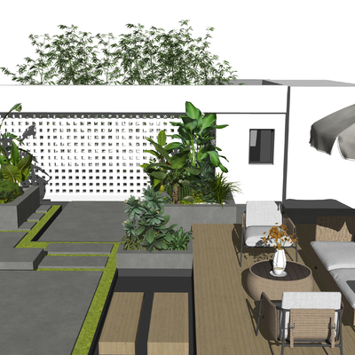 Modern Terrace Courtyard Garden